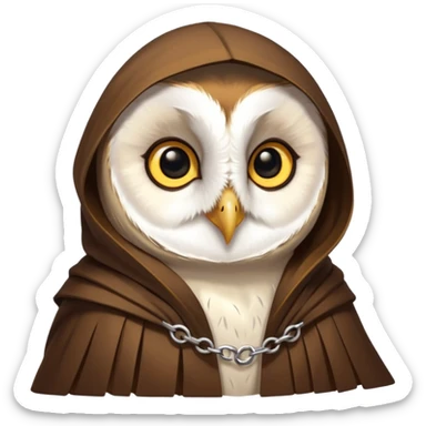 white barn owl in brown cloak sticker