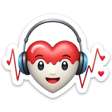 cute sound wave character with heart eyes listening to music sticker