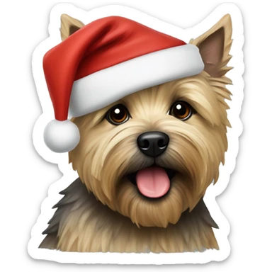 cairn terrier dog with santa hat sticker