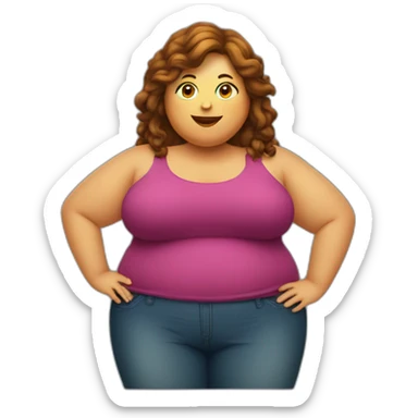 obese-jeune-woman-big-belly-cheveux-long-marron sticker