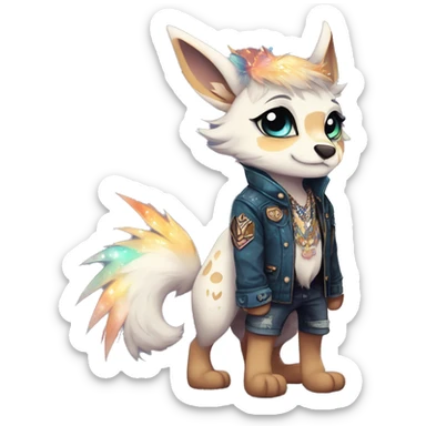 Cool cute Kawaii edgy fantasy animal sparkle fursona by griffsnuff & LiLaiRa & Falvie full body sticker