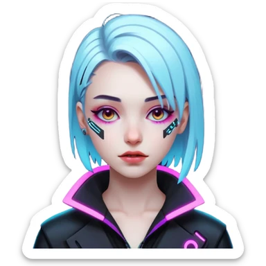 girl neon cyberpunk sticker