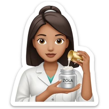 Esthéticienne tenant un pot de lotion Zola Classic argentée sticker