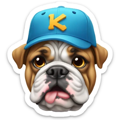 Bulldog with a cool cap sticker