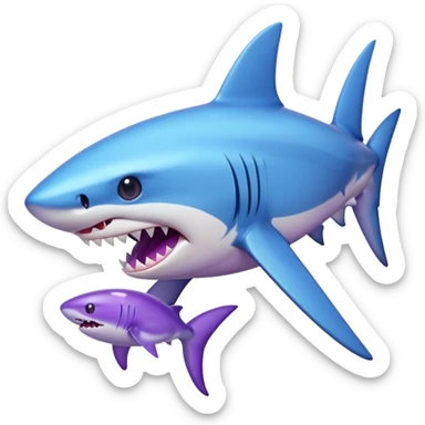 Blue shark bites an amethyst  sticker