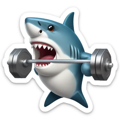 A shark weight lifting  sticker