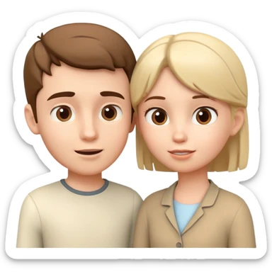 generate realistic detailed boy and girl talks 3d style  sticker