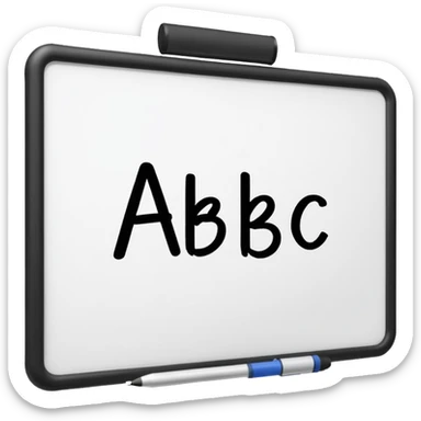 Whiteboard with ABC written on with handwriting sticker