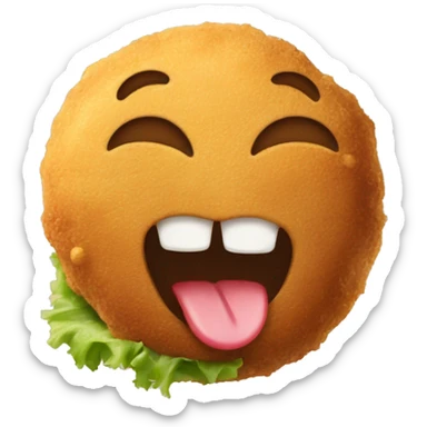 smiling falafel piece with tongue out licking itself sticker