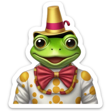 a frog in a clown suit on saturn sticker