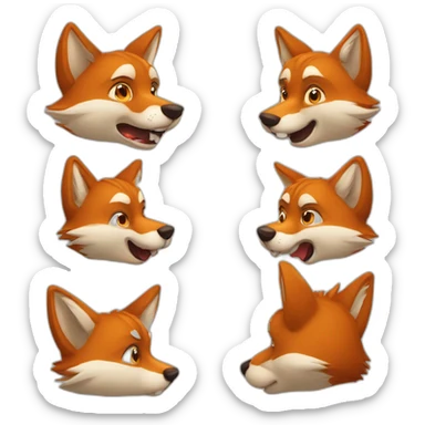 Renard qui fait un bisou à un loup sticker