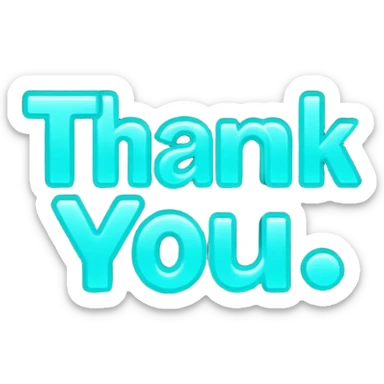 THE WORDS THANK YOU IN NEON TEAL RESEMBLING A NEON SIGN sticker