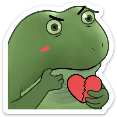 Sad person holding a broken heart sticker