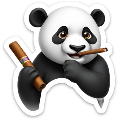 Panda with a cigar sticker