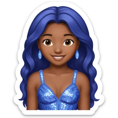 Normani from Fifth Harmony with long dark brown hair, periwinkle sequin outfit sticker