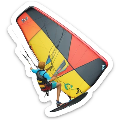 kiteboarding with hydrofoil under the kiteboard sticker