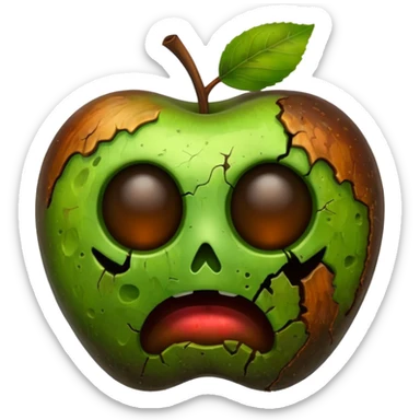 moldy apple without eyes and face sticker