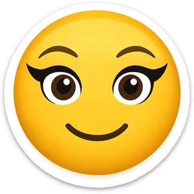 yellow face emoji with bold winged eyeliner sticker