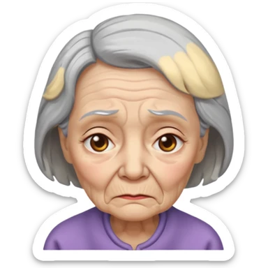 old lady with a sad expression sticker