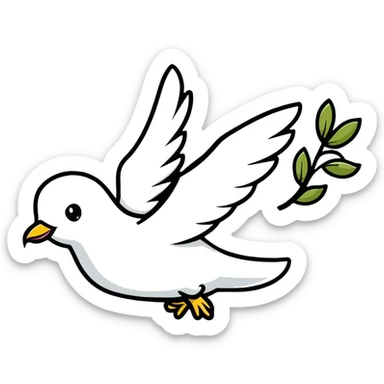 flying dove with olive branch sticker
