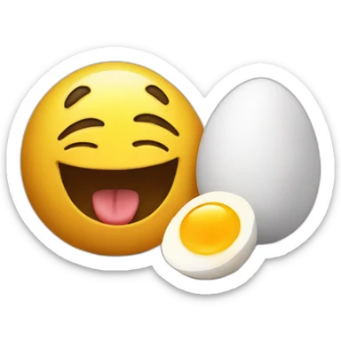greedy emoji looking at egg sticker