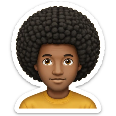 Afro slight smile and black skin color emoji male sticker