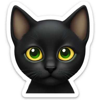 Black kitten with green and yellow center heterocromia  sticker