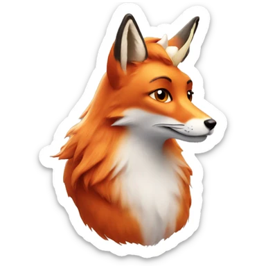 Red fox with unicorn horn and wings sticker