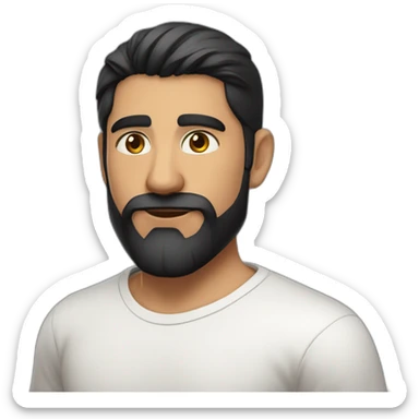 white skin indian in plain white shirt with sleeve up and nice short length black hair and light beard profile image sticker
