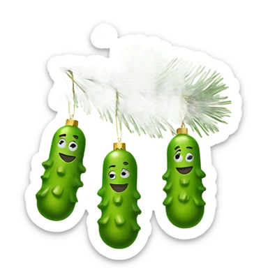 Vintage Christmas tree ornaments in shape of pickle  sticker
