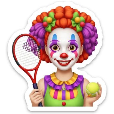 tennis player female clown sticker