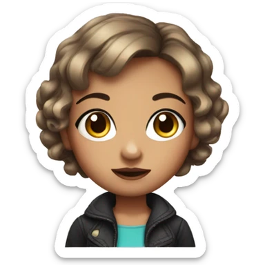 A cute girl with big eyes and short hair with ring earrings sticker