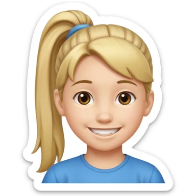 child with pony tail sticker