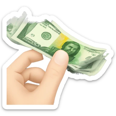 a hand with light skin and manicure holding money in euro banknotes sticker