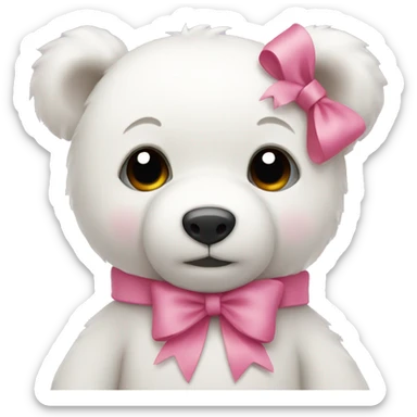 white teddy bear with pink bow sticker