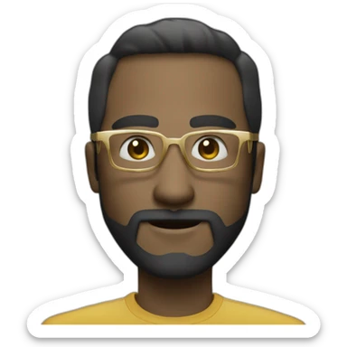 cyber security fellow with blue eyes gold color glasses border medium smile and with medium light beard sticker