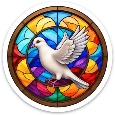 dove on colourful window of church sticker