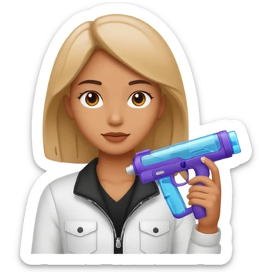 Gel blaster shooting girl sticker