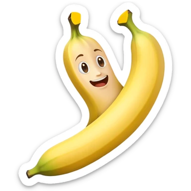 Banana  with a face  had strong arms and legs sticker
