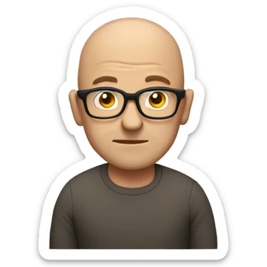 Middle aged bald guy with glasses shrugging shoulders  sticker