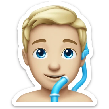 blue eyed boy with snorkle on sticker