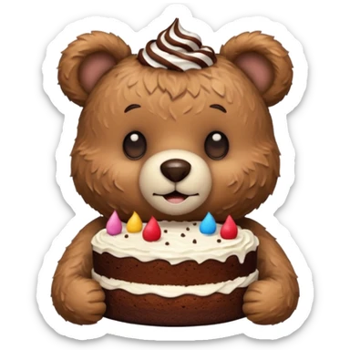 Morning teddy with chocolate cake sticker