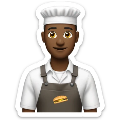 A fast food worker  hawk tuah on food ￼ sticker