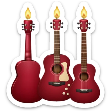Maroon red aesthetic pookie bow,candle and guitar  sticker