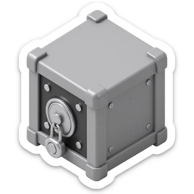 a face-on view of a secure bank vault, skeuomorphism style, realistic metal, shiny lock, 3D look sticker