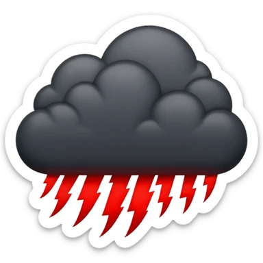 Black storm cloud with red and black lightning sticker