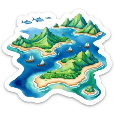 modern sea map with islands sticker
