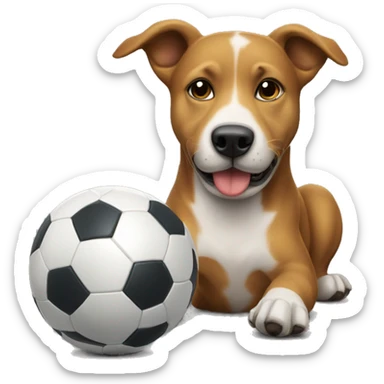 perro jugando al futbol  sticker