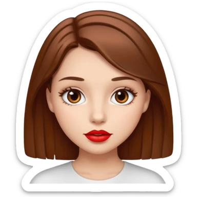 Girl who have brown hair brown eyes and beautiful red lip  sticker