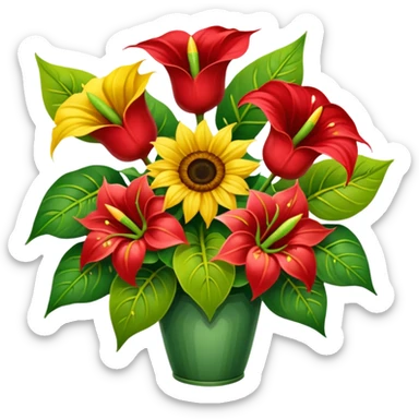 orchidee - sonnenblume - anthurienstrauss - ohne wase sticker
